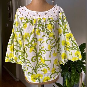 Anthropologie HD in Paris Floral blouse yellow